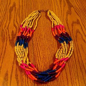 Vintage Multi-Strand wood bead necklace